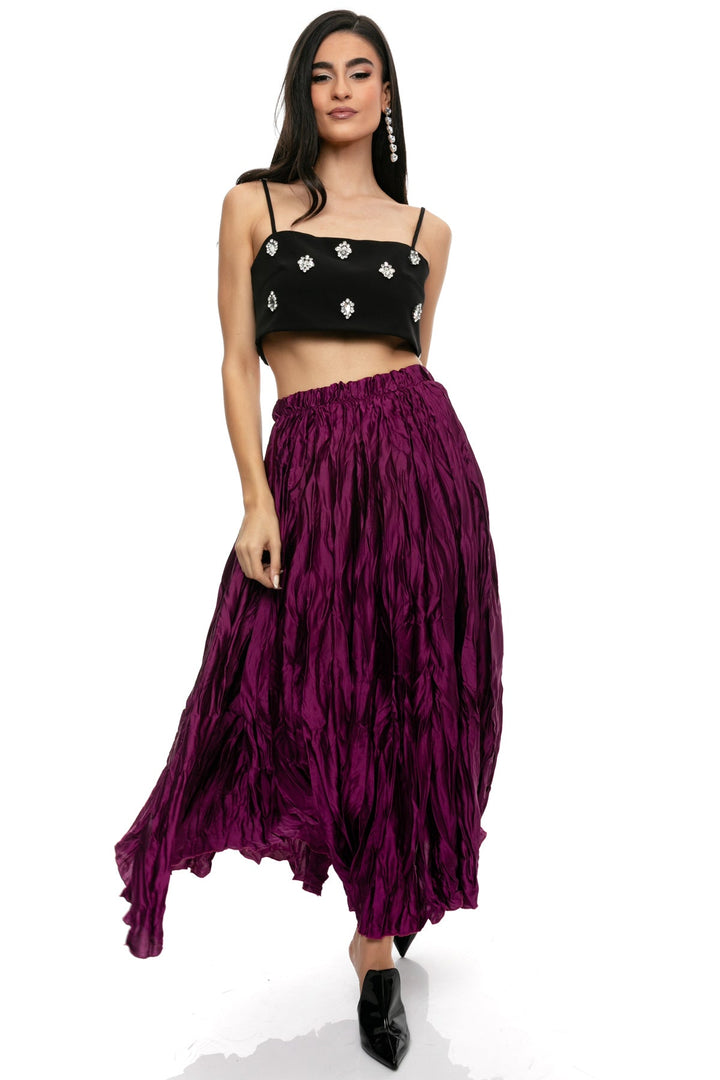 Φούστα σατέν με τσαλάκωμα πλισέ μίντι A Collection Boutique - A Collection Boutique