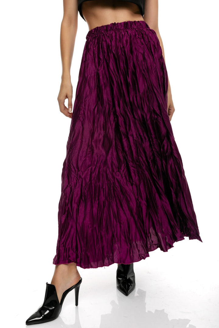 Φούστα σατέν με τσαλάκωμα πλισέ μίντι A Collection Boutique - A Collection Boutique