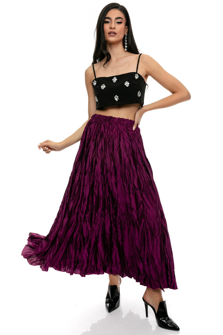 Φούστα σατέν με τσαλάκωμα πλισέ μίντι A Collection Boutique - A Collection Boutique