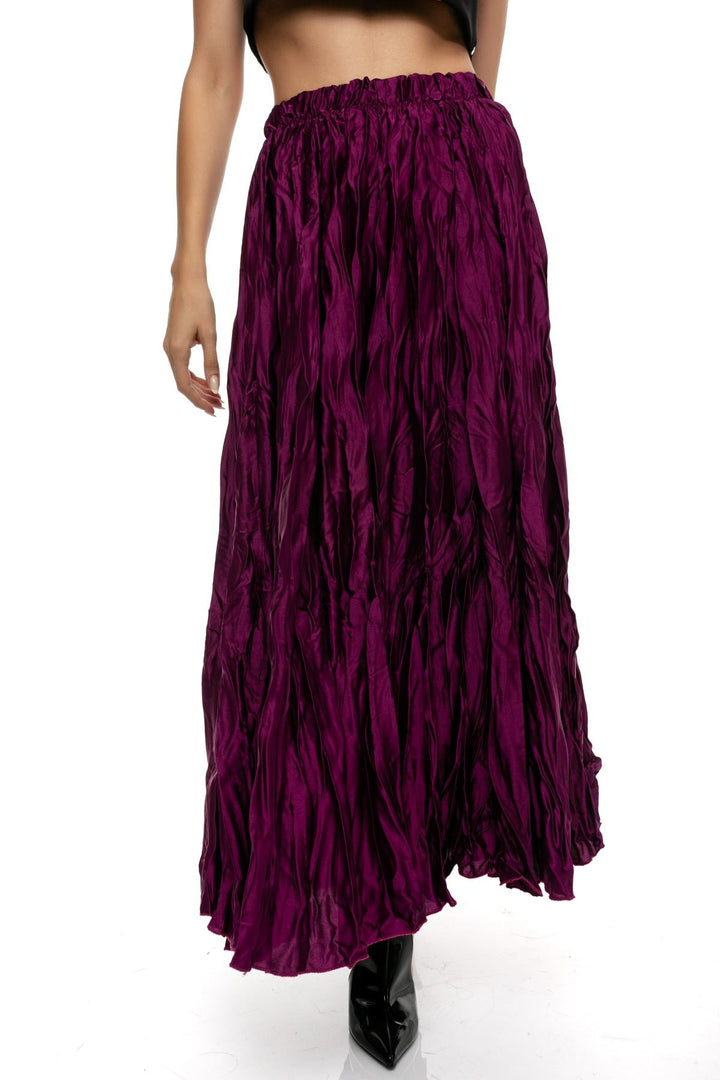 Φούστα σατέν με τσαλάκωμα πλισέ μίντι A Collection Boutique - A Collection Boutique