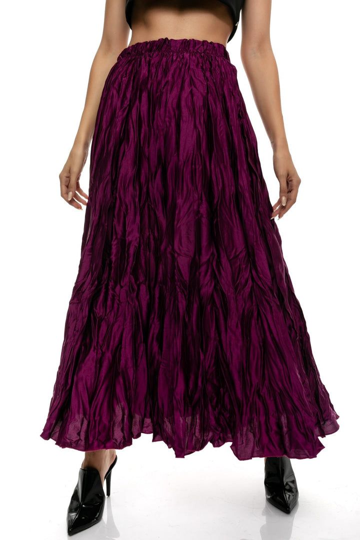 Φούστα σατέν με τσαλάκωμα πλισέ μίντι A Collection Boutique - A Collection Boutique