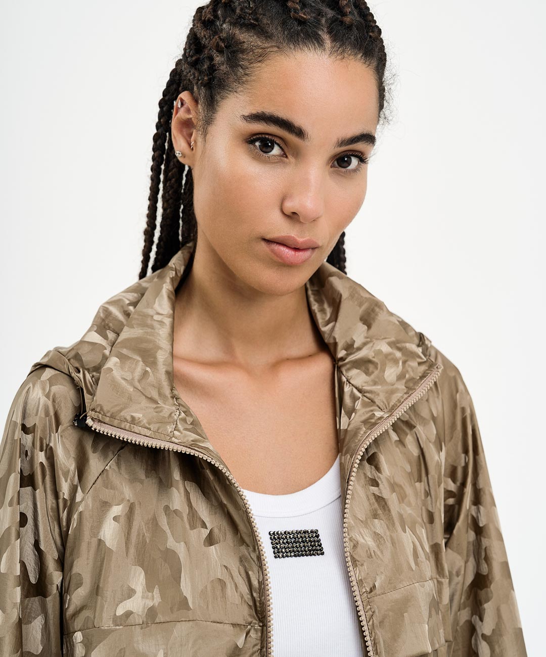 Jacket με κουκούλα και military τύπωμα Access Fashion - A Collection Boutique