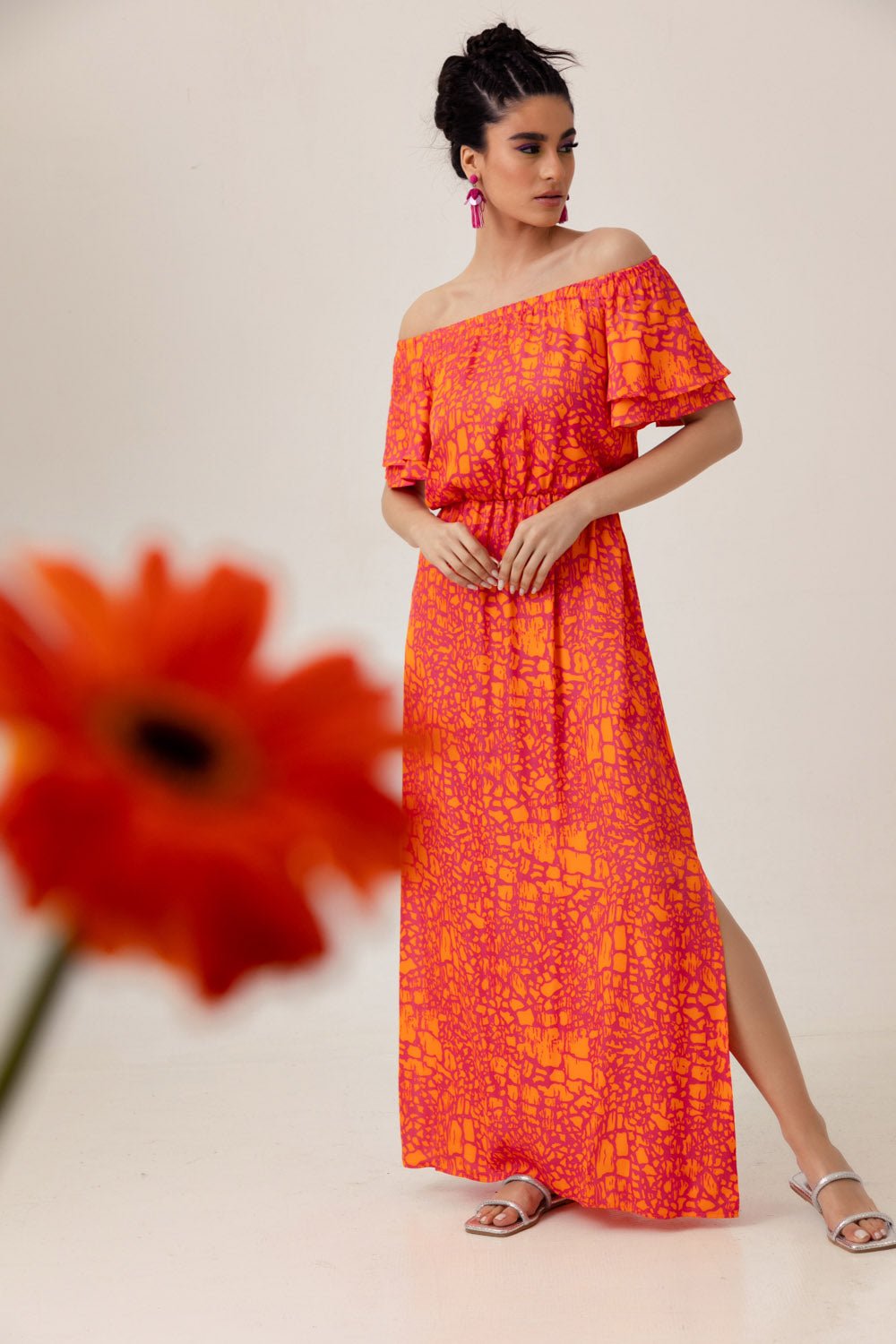 Μάξι φόρεμα με λάστιχο στη μέση Coelia - A Collection Boutique