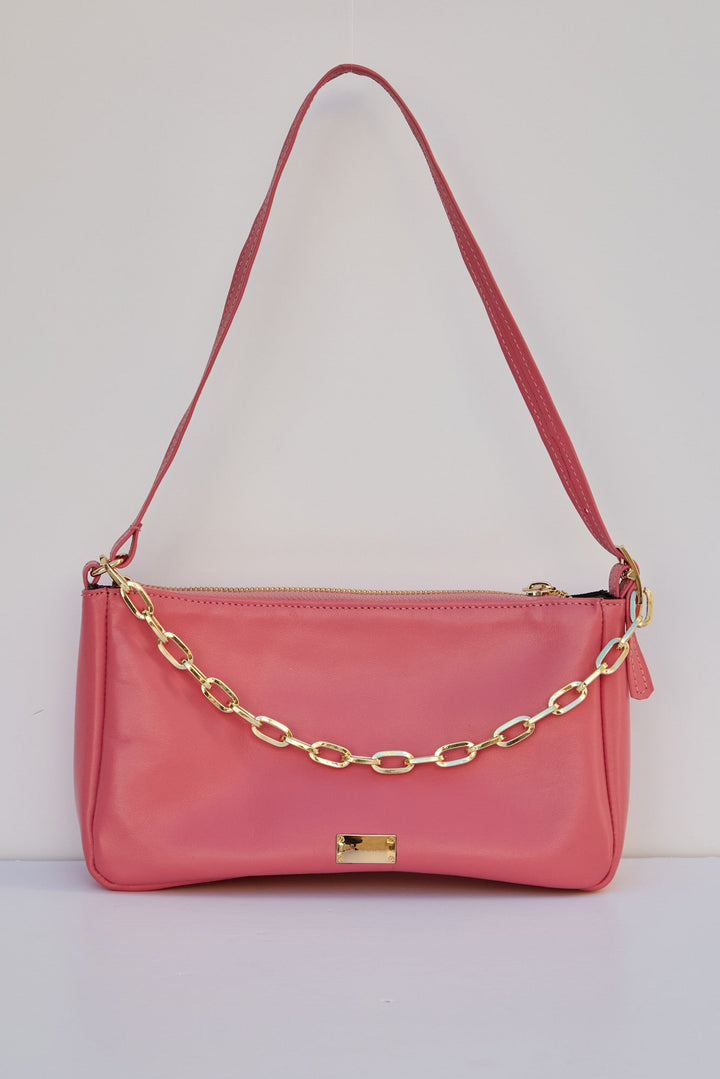 Μικρή ροζ δερμάτινη τσάντα Clic Jewels - A Collection Boutique