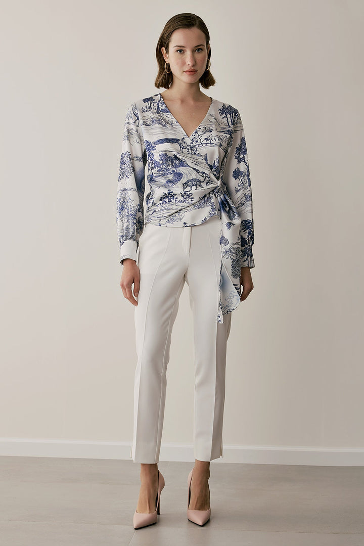 Μπλούζα κρουαζέ με δέσιμο Figaro Fashion - A Collection Boutique