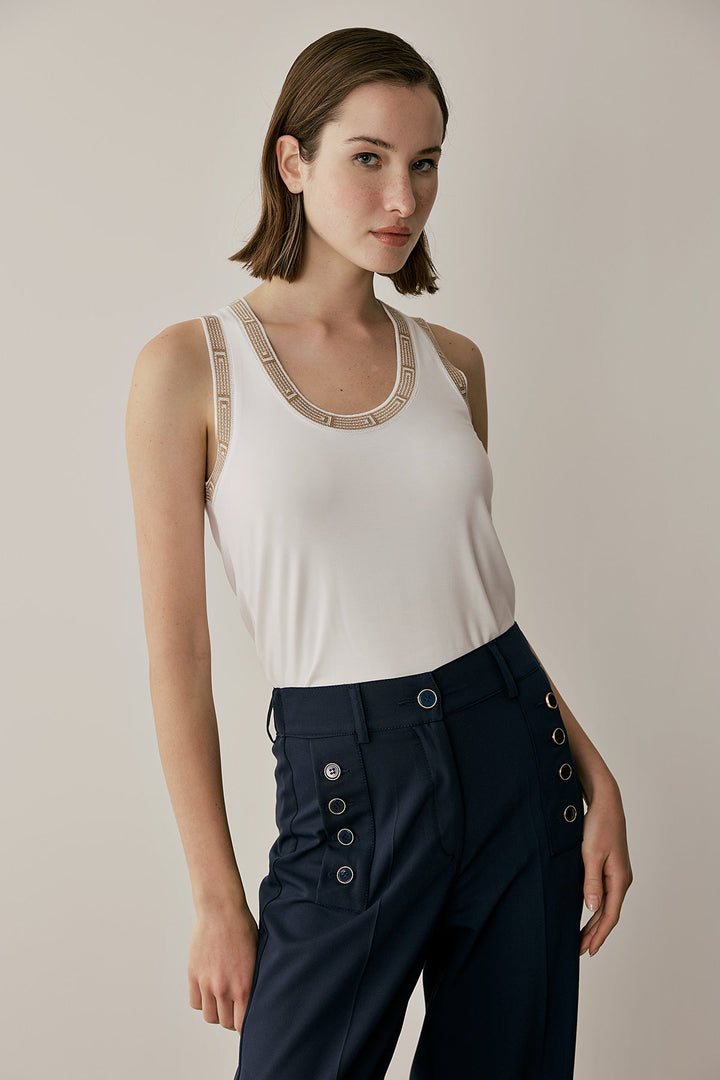 Μπλούζα με διακοσμιτική τρέσα Figaro Fashion - A Collection Boutique