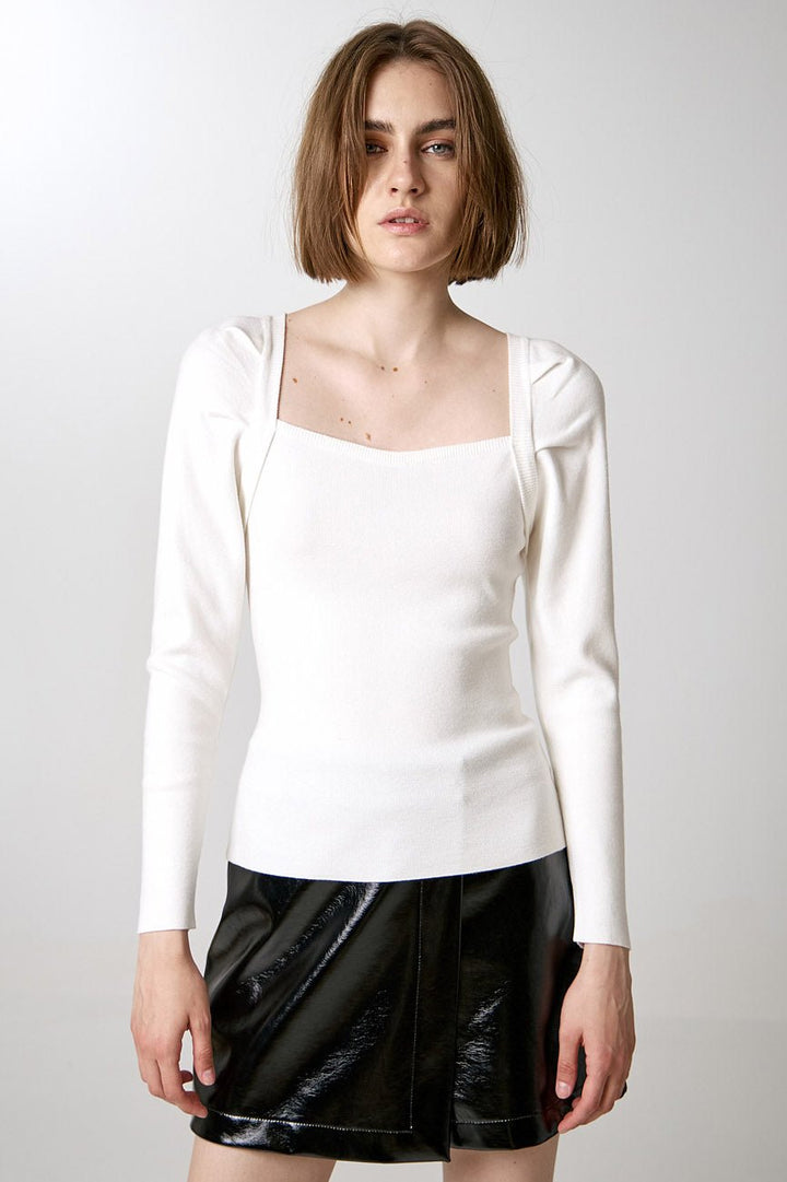 Μπλούζα πλεκτή με τετράγωνο ντεκολτέ Access Fashion - A Collection Boutique