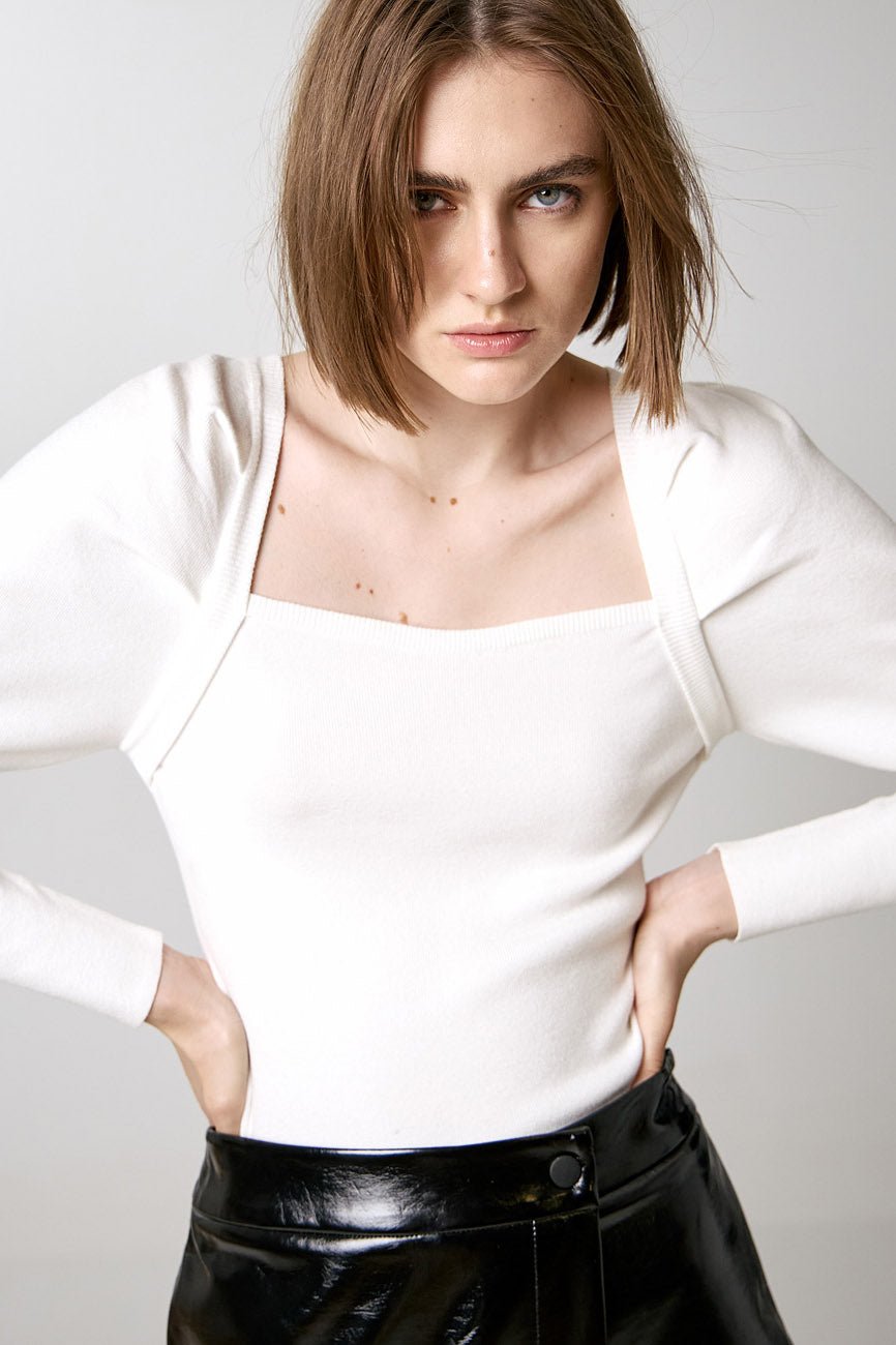 Μπλούζα πλεκτή με τετράγωνο ντεκολτέ Access Fashion - A Collection Boutique