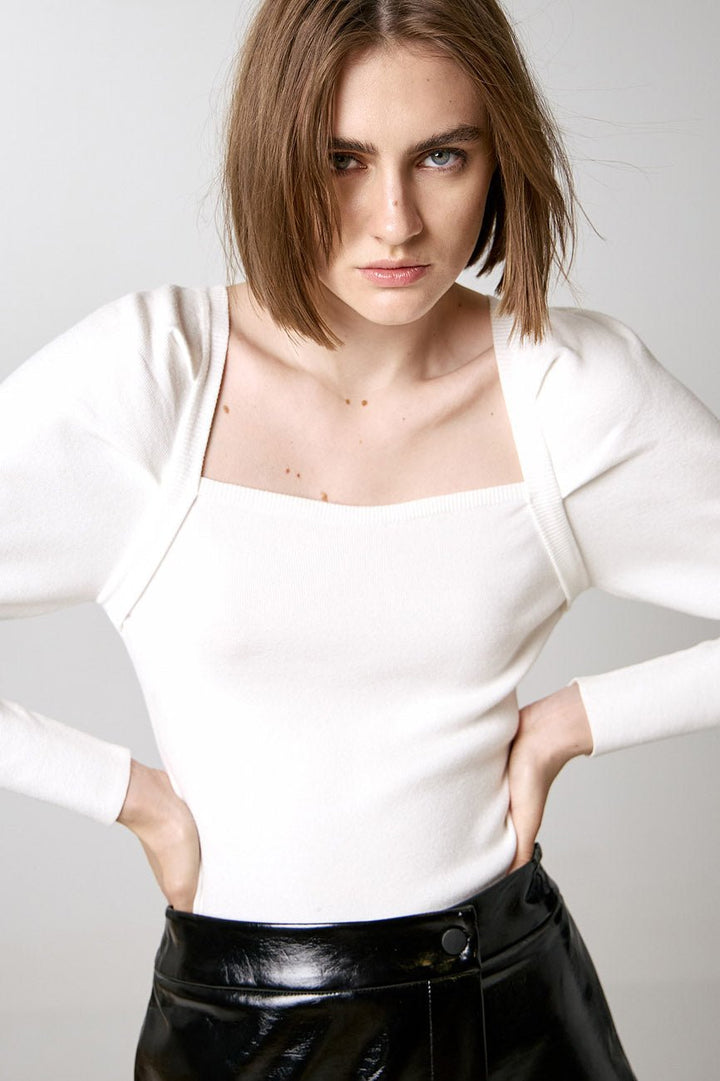 Μπλούζα πλεκτή με τετράγωνο ντεκολτέ Access Fashion - A Collection Boutique