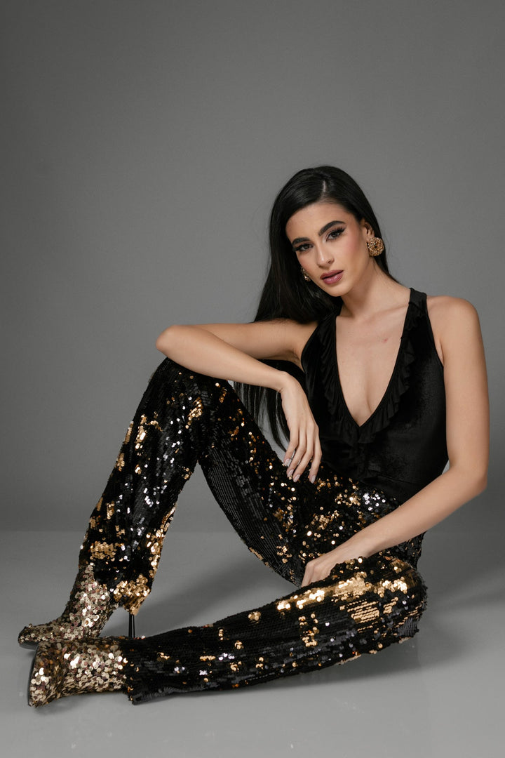 Παντελόνι με ελαστική παγιέτα Access Fashion - A Collection Boutique