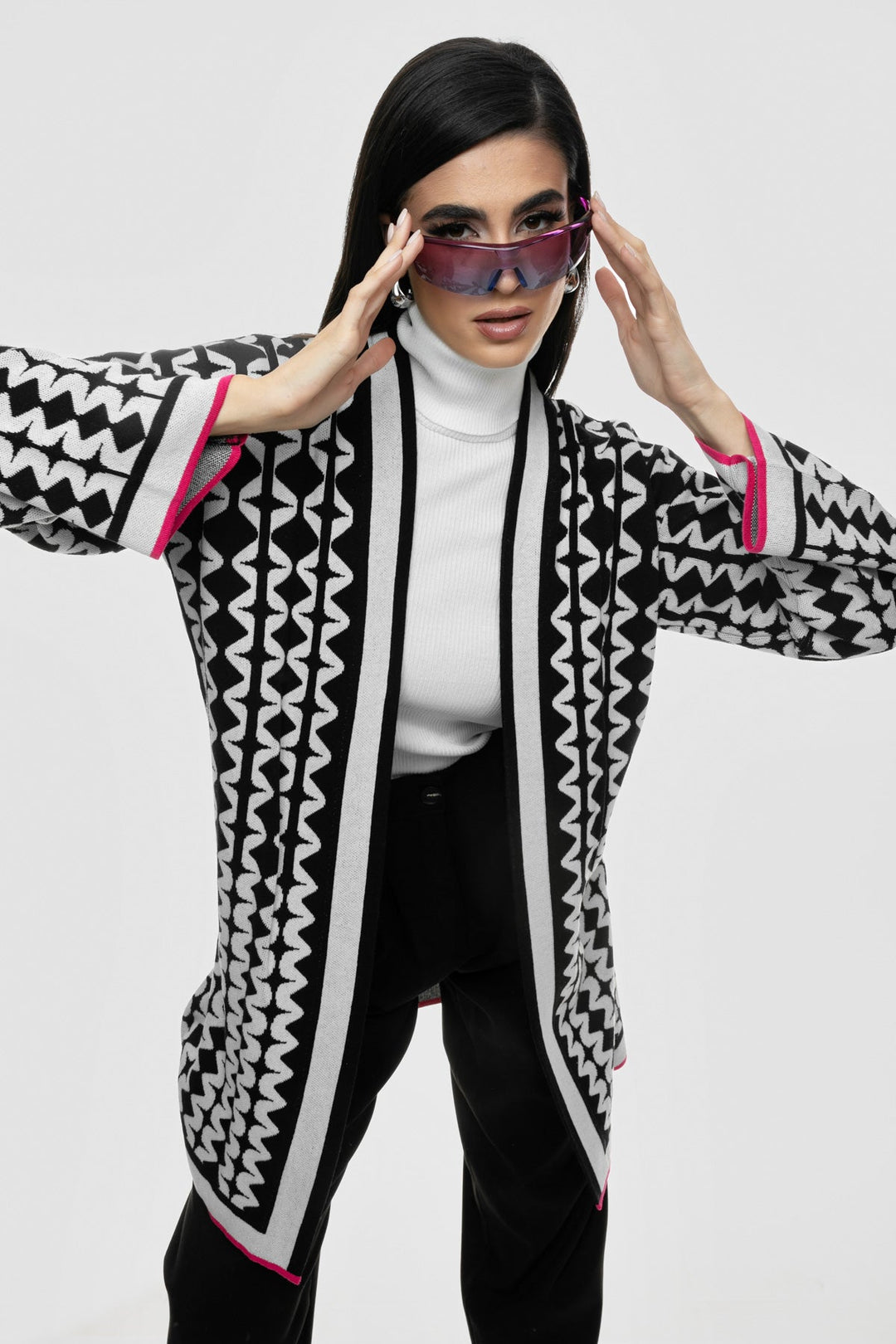 Πλεκτή ζακέτα με γεωμετρικό μοτίβο A Collection Boutique