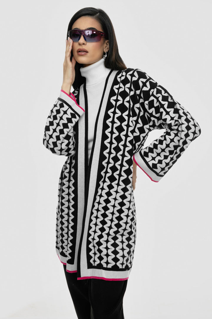 Πλεκτή ζακέτα με γεωμετρικό μοτίβο A Collection Boutique