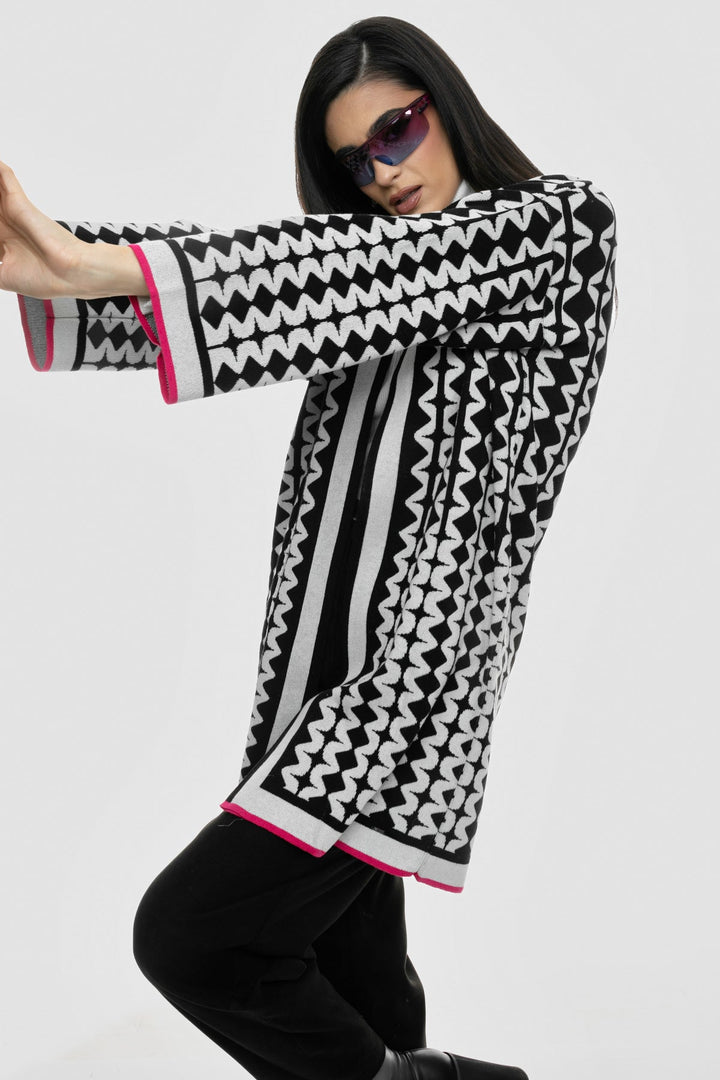 Πλεκτή ζακέτα με γεωμετρικό μοτίβο A Collection Boutique
