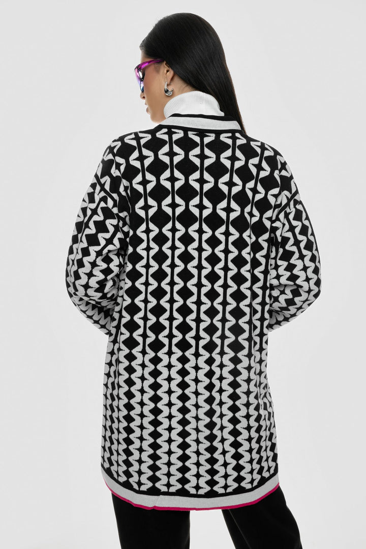 Πλεκτή ζακέτα με γεωμετρικό μοτίβο A Collection Boutique