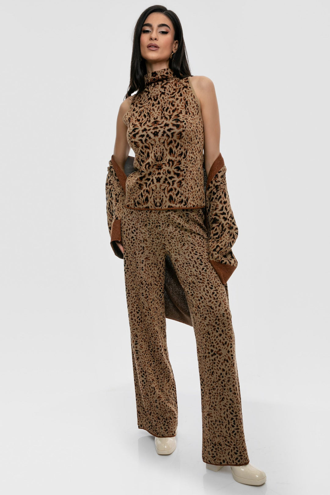 Πλεκτό σετ lurex animal print Aggel Knitwear - A Collection Boutique