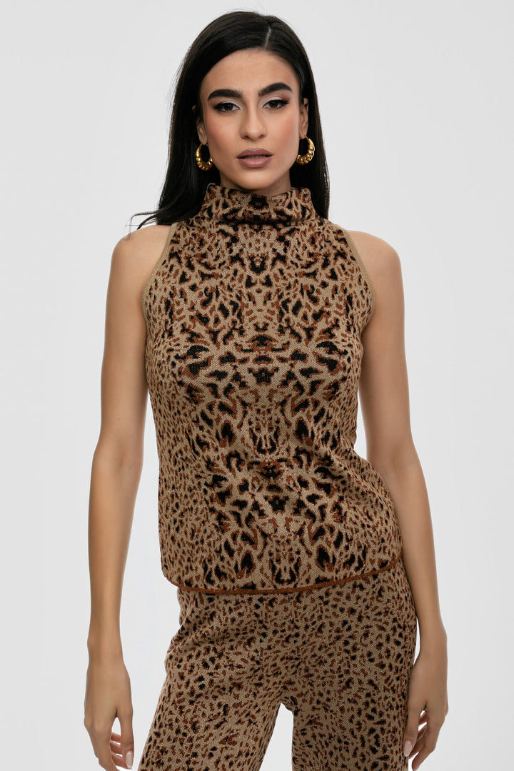 Πλεκτό σετ lurex animal print Aggel Knitwear - A Collection Boutique