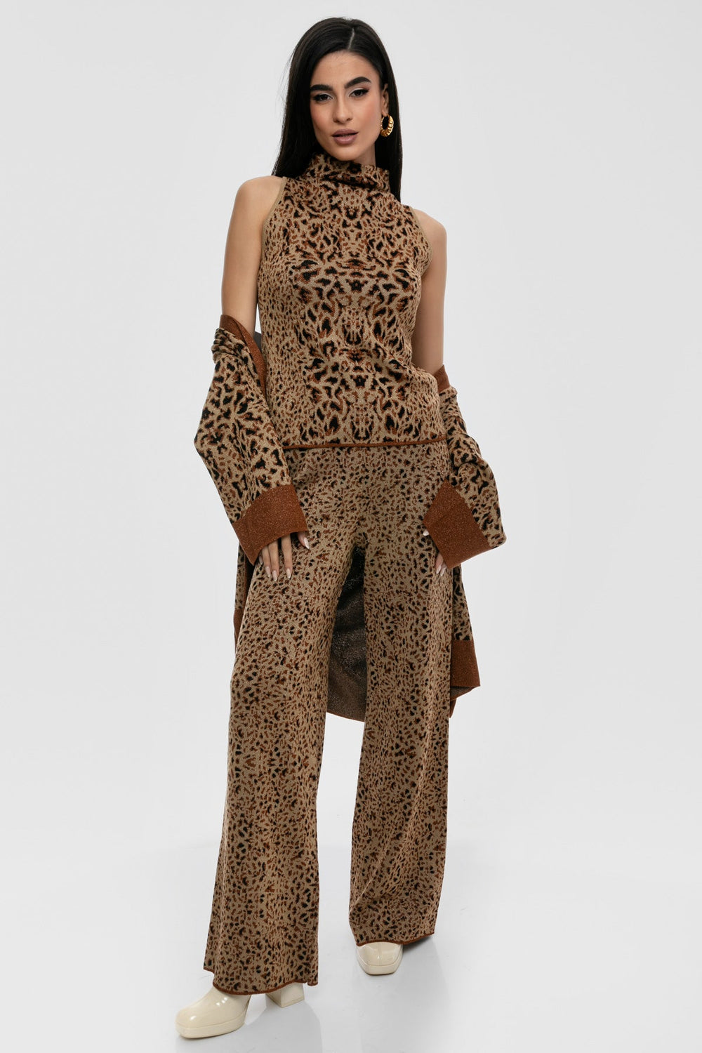 Πλεκτό σετ lurex animal print Aggel Knitwear - A Collection Boutique
