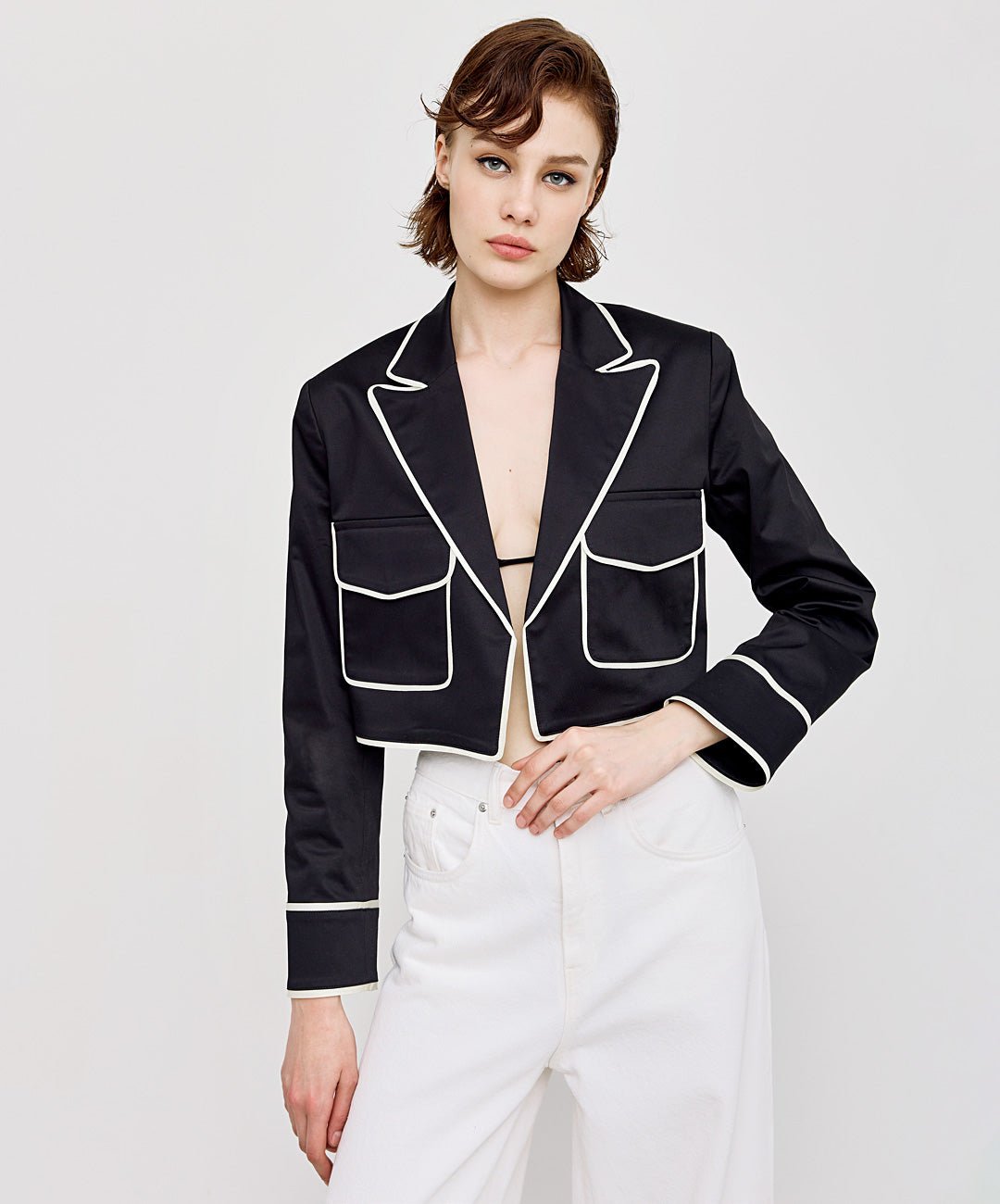 Σακάκι κοντό με αντιθετικές λεπτομέρειες Access Fashion - A Collection Boutique