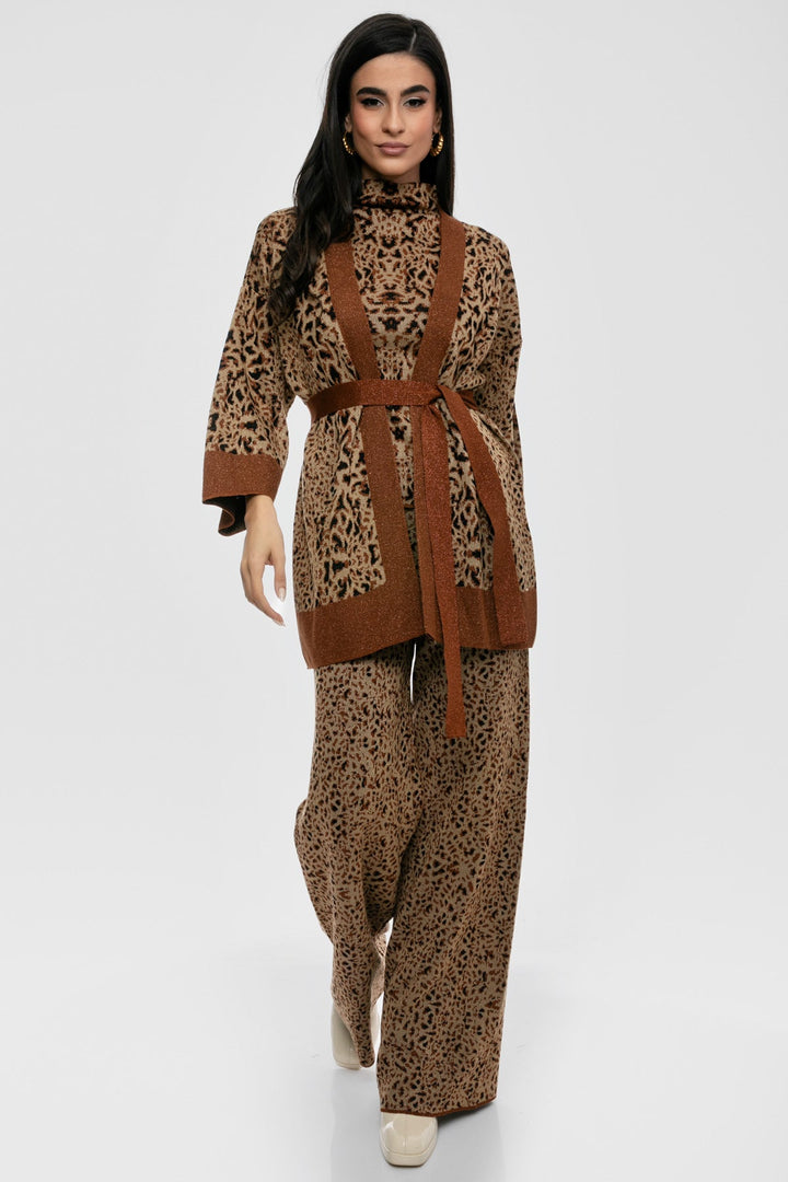 Ζακέτα πλεκτή lurex με animal print Aggel Knitwear - A Collection Boutique