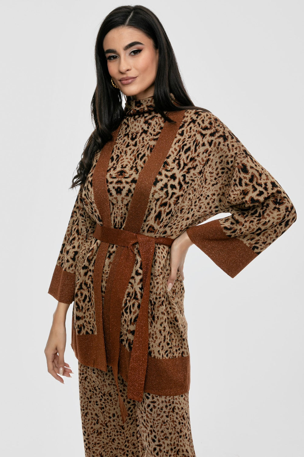 Ζακέτα πλεκτή lurex με animal print Aggel Knitwear - A Collection Boutique