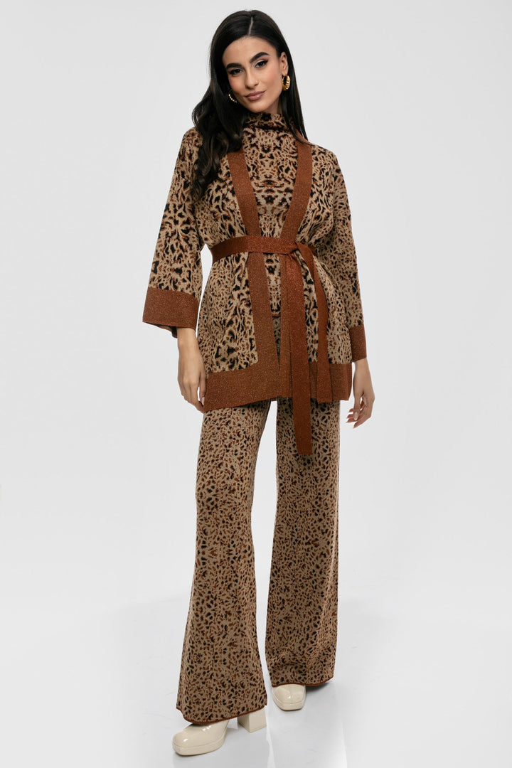 Ζακέτα πλεκτή lurex με animal print Aggel Knitwear - A Collection Boutique