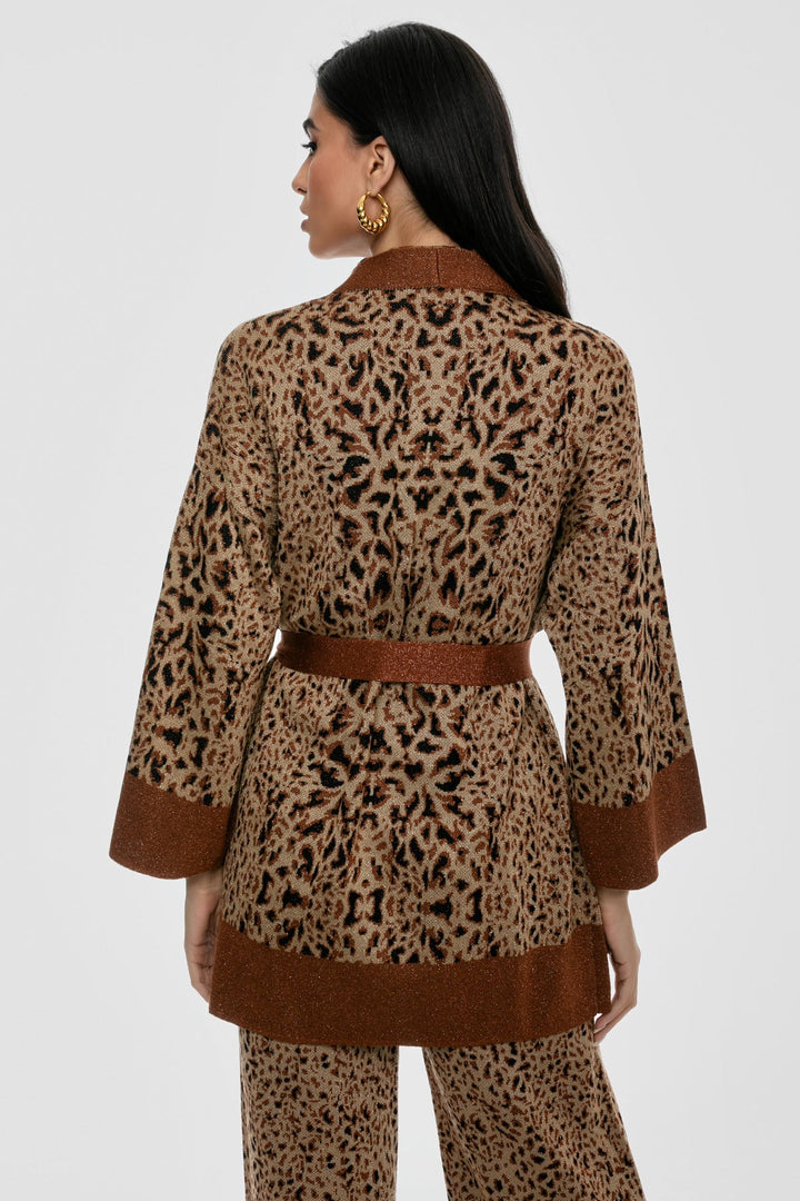 Ζακέτα πλεκτή lurex με animal print Aggel Knitwear - A Collection Boutique