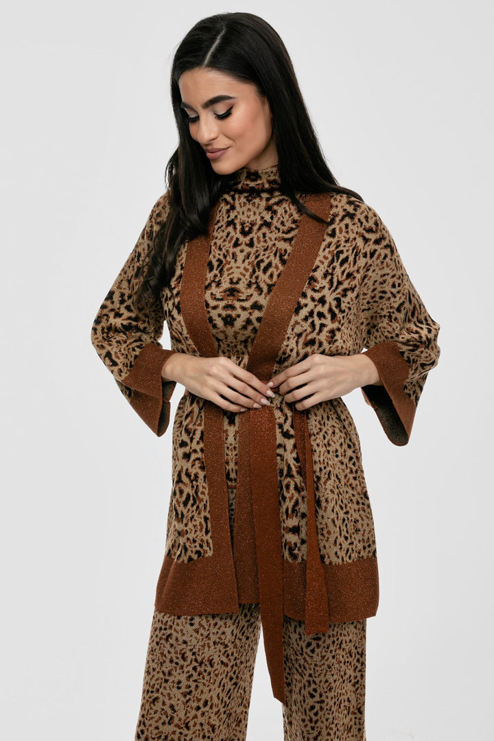 Ζακέτα πλεκτή lurex με animal print Aggel Knitwear - A Collection Boutique