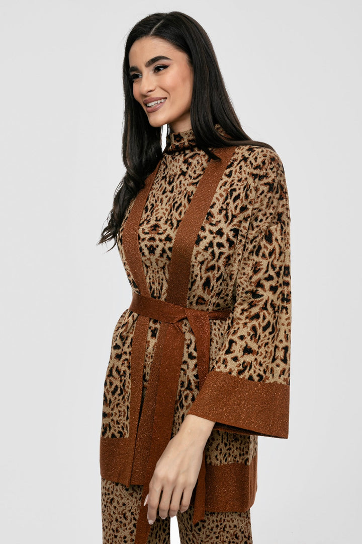 Ζακέτα πλεκτή lurex με animal print Aggel Knitwear - A Collection Boutique