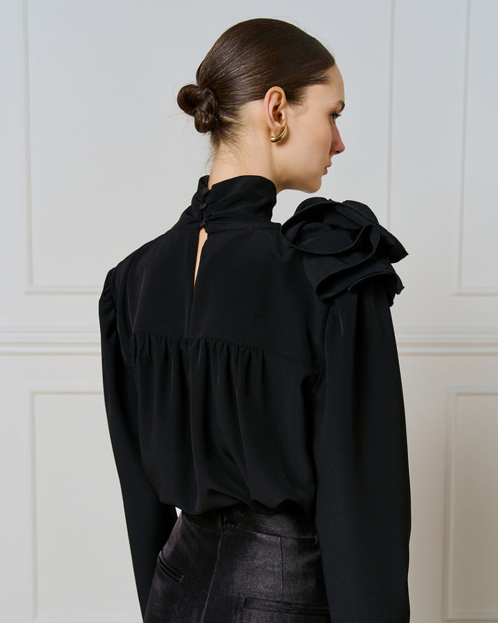 Μπλούζα με V και λουλούδι Access Fashion