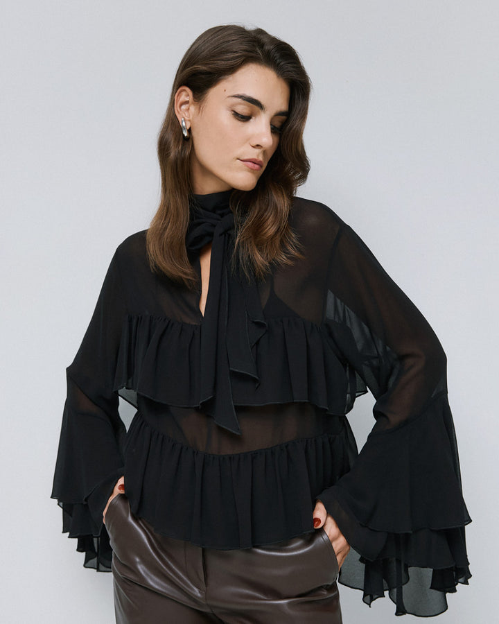 Μπλούζα κοντή με βολάν Access Fashion