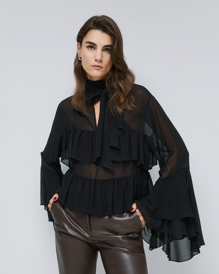 Μπλούζα κοντή με βολάν Access Fashion