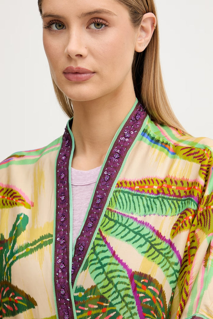 Κιμονό tropical με πολύχρωμο print και κέντημα Lola Casademunt