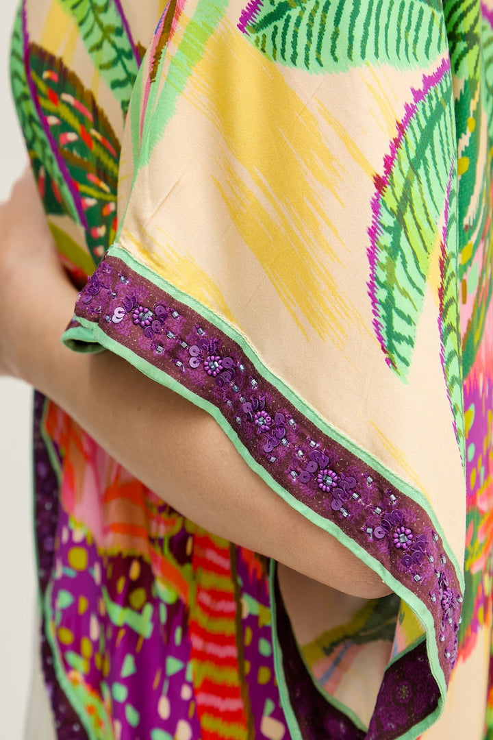 Κιμονό tropical με πολύχρωμο print και κέντημα Lola Casademunt