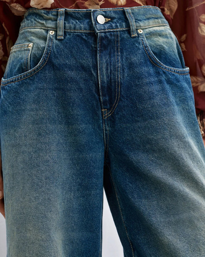 Παντελόνι denim wide-leg με λάστιχο Access Fashion