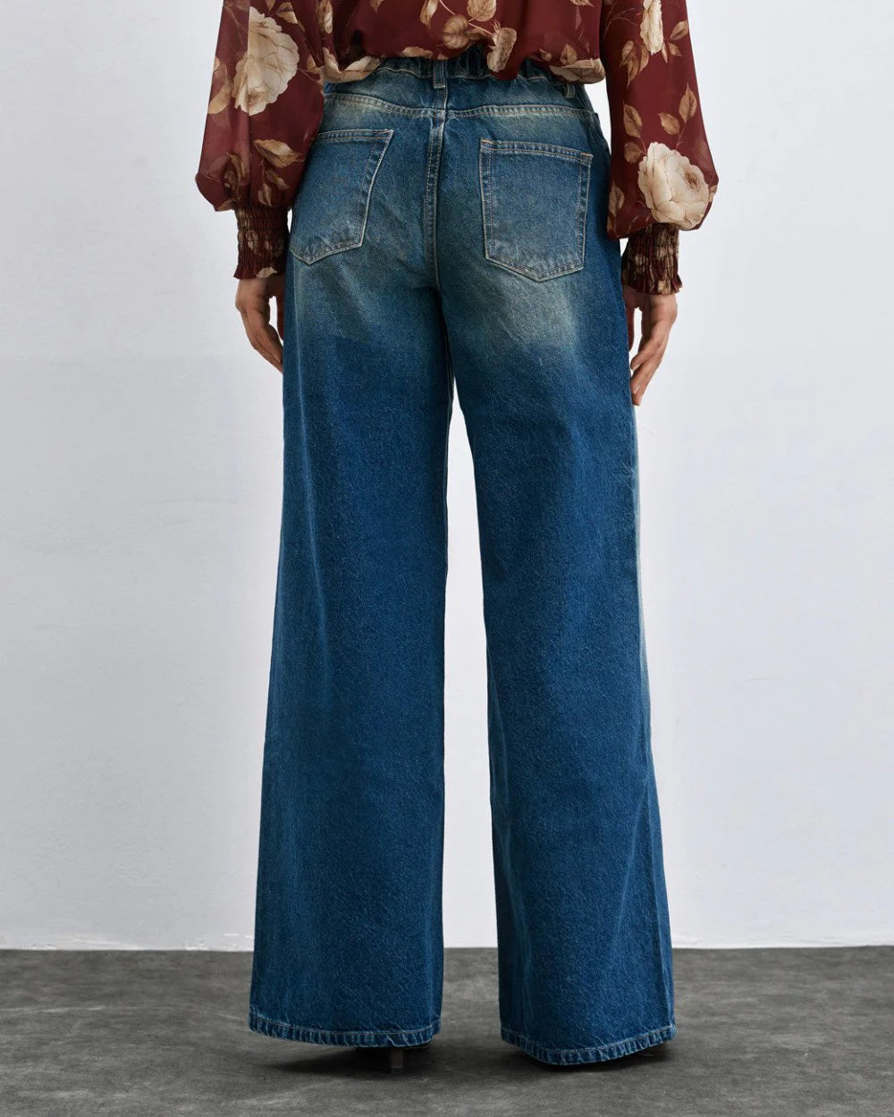 Παντελόνι denim wide-leg με λάστιχο Access Fashion