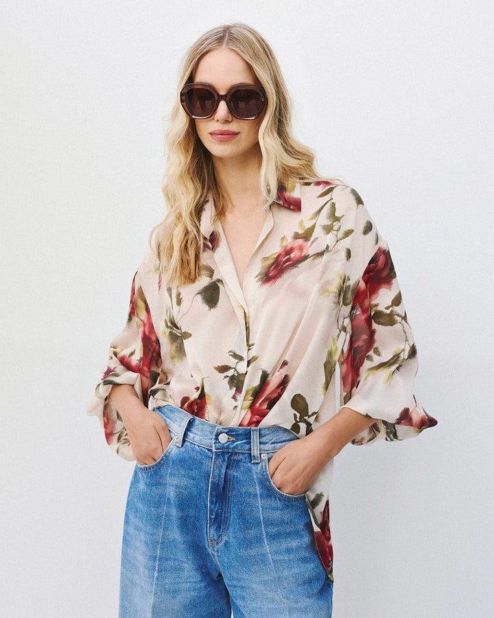 Πουκάμισο φλοράλ με φουσκωτά μανίκια Access Fashion