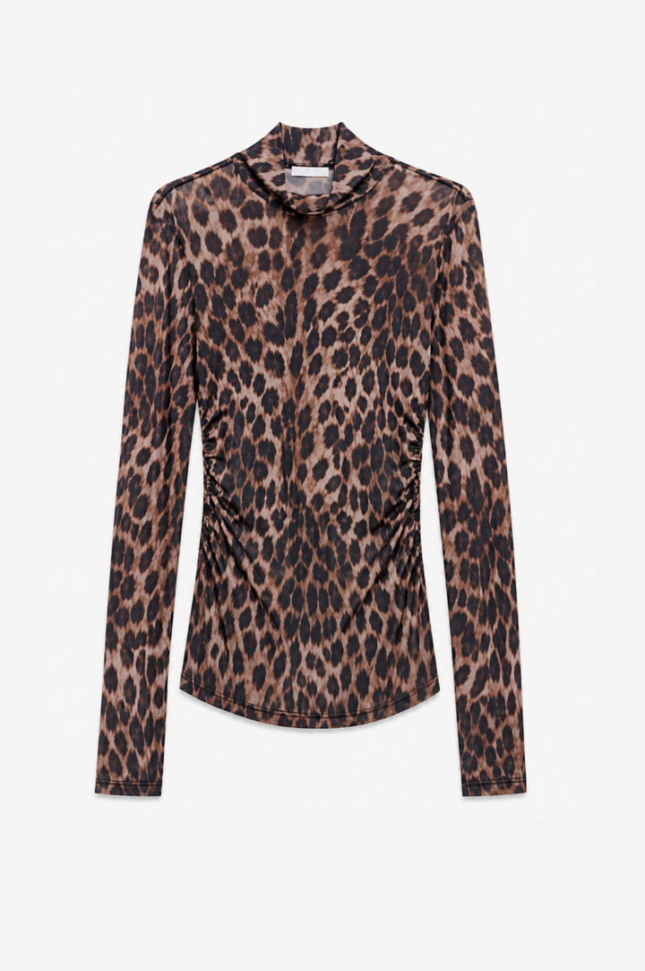 Leopard μπλούζα με διαφάνεια & σούρες Lumina