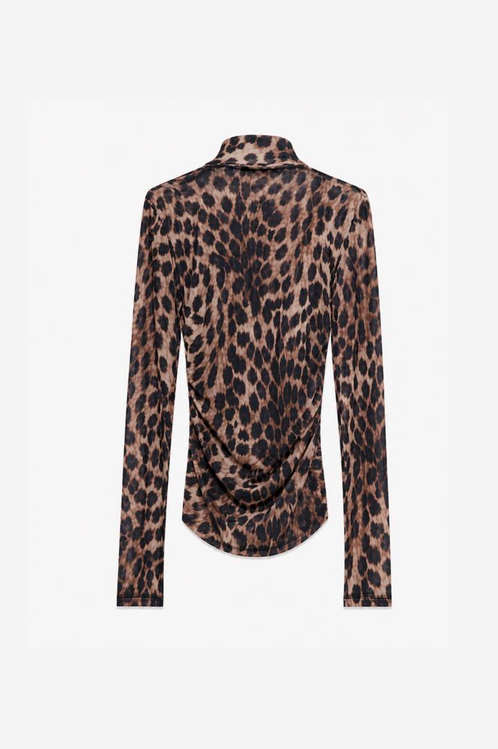 Leopard μπλούζα με διαφάνεια & σούρες Lumina