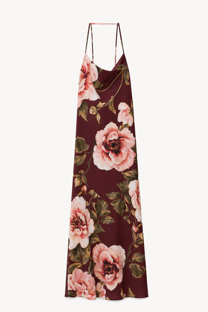 Maxi floral φόρεμα με ανοιχτή πλάτη Lumina