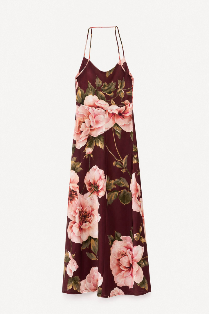 Maxi floral φόρεμα με ανοιχτή πλάτη Lumina