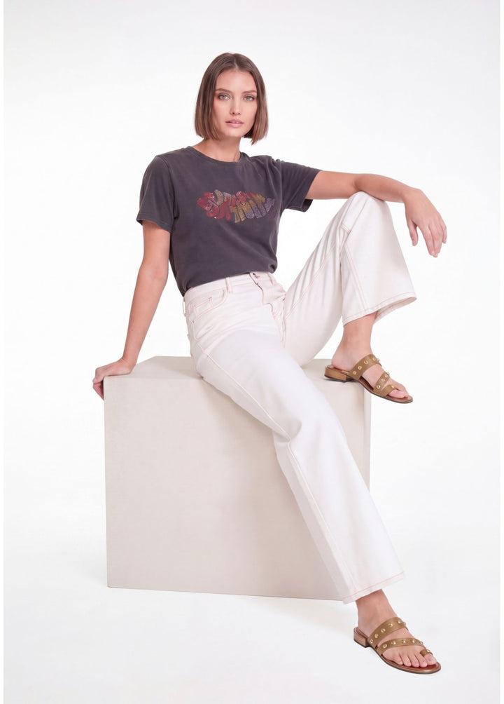 Ψηλόμεσο denim παντελόνι culotte με contrast εξώγαζα Lola Casademunt