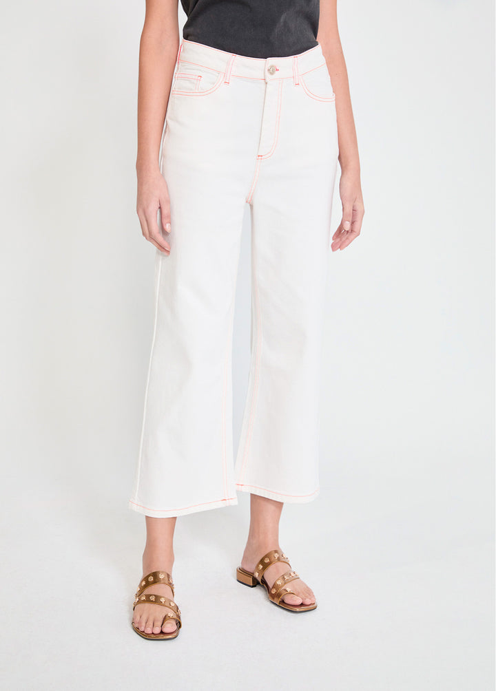 Ψηλόμεσο denim παντελόνι culotte με contrast εξώγαζα Lola Casademunt