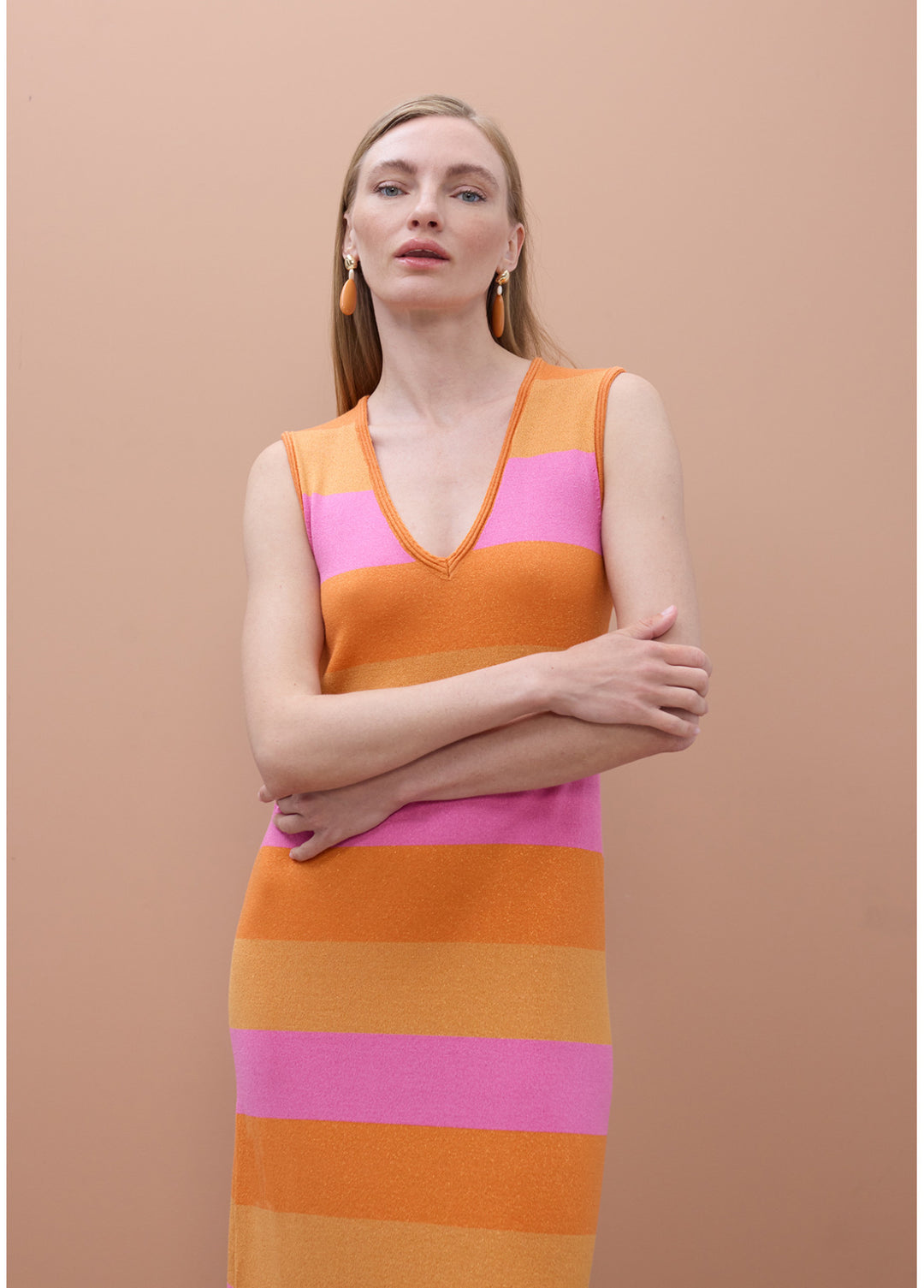 Φόρεμα midi lurex ριγε πλεκτό Lola Casademunt