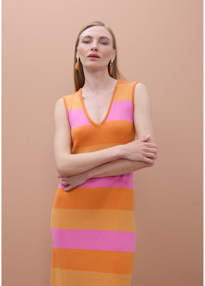 Φόρεμα midi lurex ριγε πλεκτό Lola Casademunt