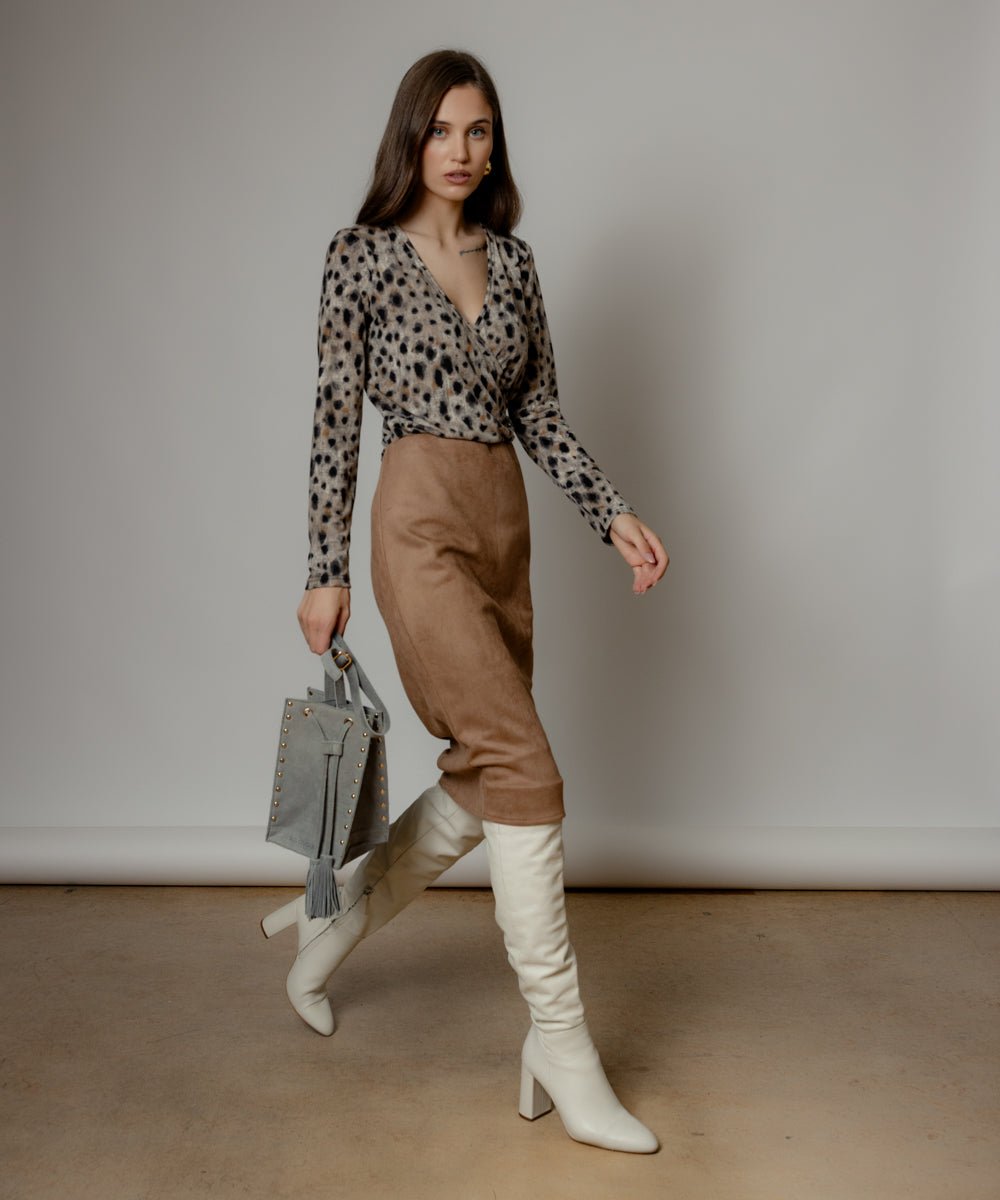 Animal print μπλούζα με V λαιμόκοψη Coelia