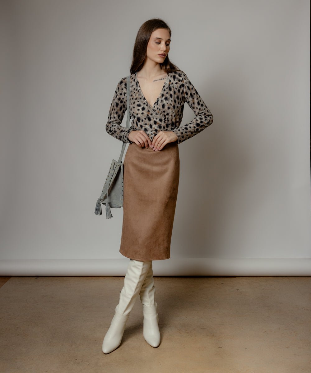 Animal print μπλούζα με V λαιμόκοψη Coelia