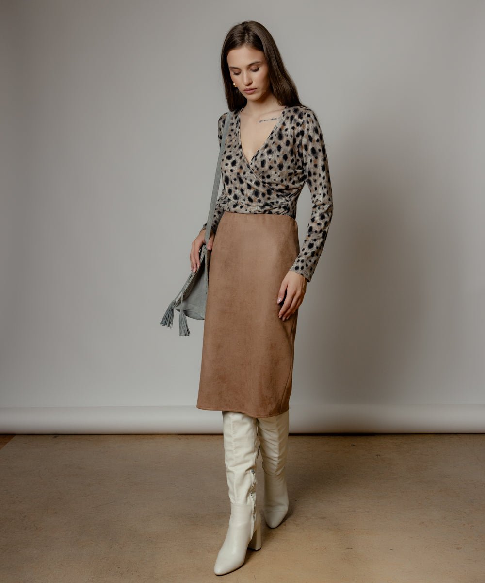 Animal print μπλούζα με V λαιμόκοψη Coelia