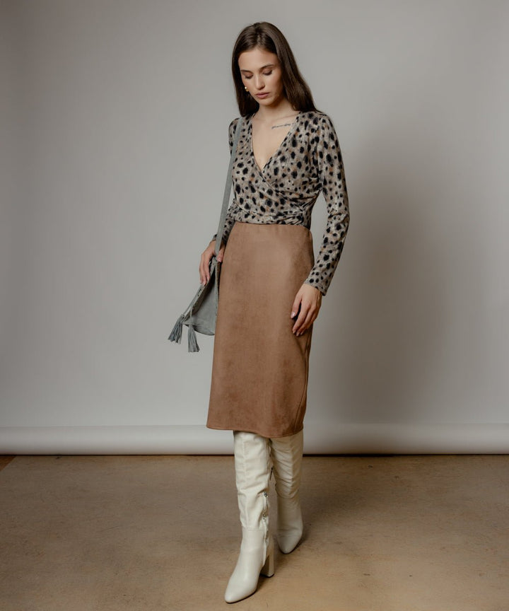 Animal print μπλούζα με V λαιμόκοψη Coelia