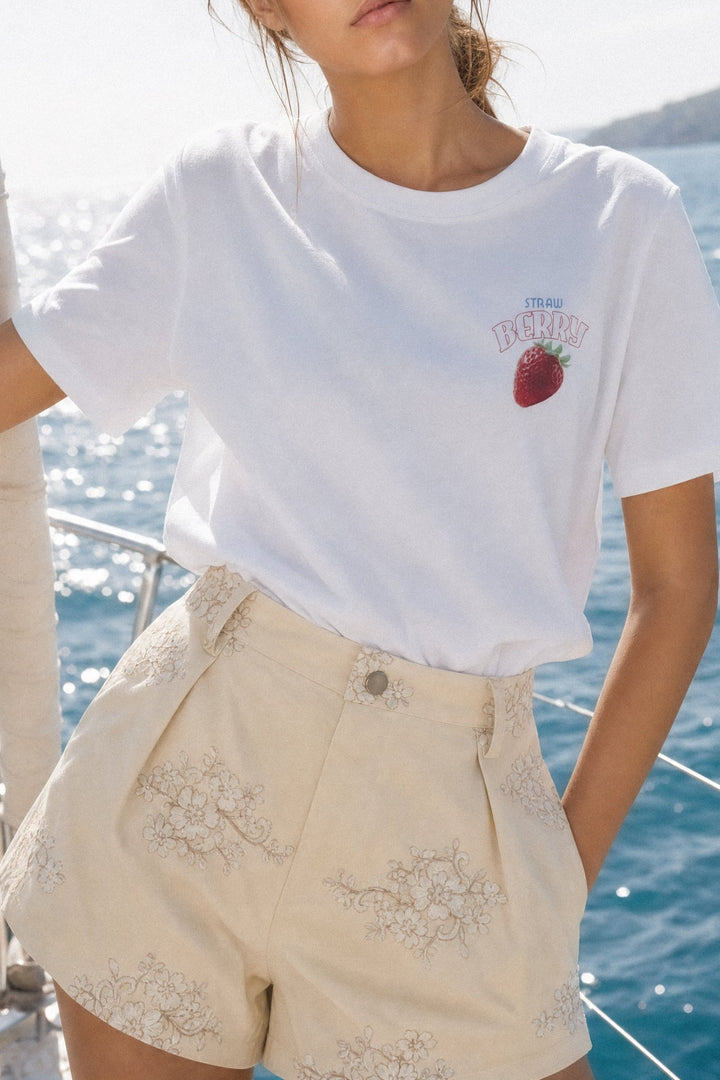 Βαμβακερό t-shirt με strawberry print Lumina