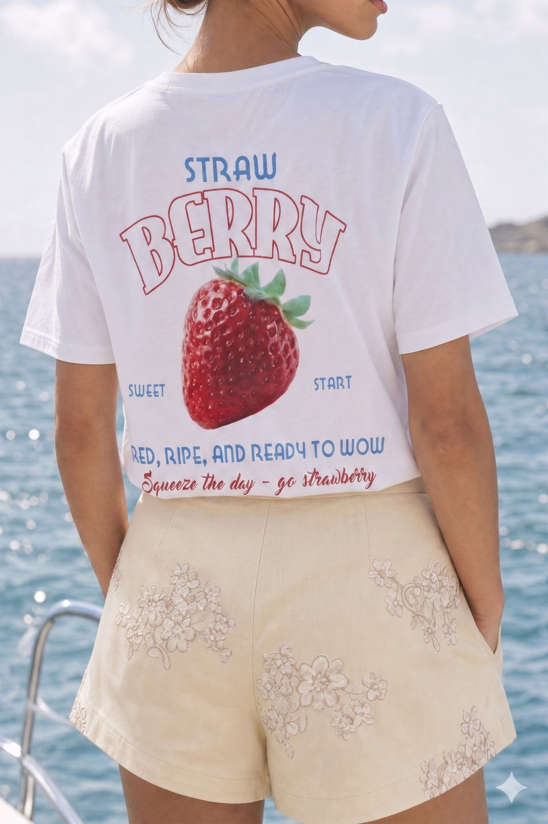 Βαμβακερό t-shirt με strawberry print Lumina